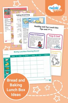 the breakfast and baking lunch box is shown in this image with text overlaying it