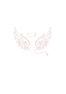 the outline of two wings on a white background, one is drawn with red ink