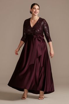 Plus Size Mother Of The Bride Dresses Winter, Gown For Bridesmaid, Satin Dress Style, Plus Size Satin Dress, Plus Size Gowns Formal, Plus Size Ball Gown, Plus Size Satin, Mob Dress, Stretch Satin Dress