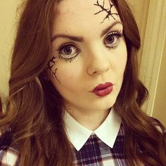 Broken Doll Halloween Costume, Doll Makeup Look, Porcelain Doll Makeup