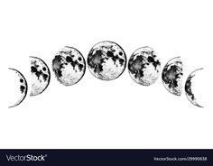 the phases of the moon in black and white colors on a white background with space for text