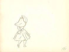 a drawing of a woman in a dress and hat with her hand up to the side