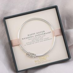 25th Anniversary Gift - Silver Wedding Anniversary - Double Linked Bangle Five Rings, 25th Anniversary Gift, Gift Box Handmade, Silver Jubilee, Bath England, Anniversary Gifts For Parents, Silver Anniversary, Box Handmade