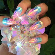 Addicted To Pretty Opal Nails, Nail Art Photos, Colorful Nail, Unicorn Nails, Mermaid Nails, Rainbow Nails, Holographic Nails, Unique Nails