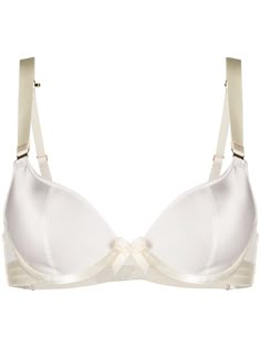 Cream satin push up bra from Bordelle featuring adjustable shoulder straps and a bustier top. Underwear and lingerie must be tried on over your own garments. Victoria Secret Bra Top, Coquette Bra, Awesome Shirt Designs, Cute Bra, Bra Items, Pretty Bras, Satin Bra, Cute Bras, White Bras