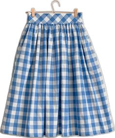 Classic Casual Style, Gingham Skirt, Classic Casual, Style Skirt, Denim Blue, Skirt Fashion, Casual Style, Gingham, Blue Denim