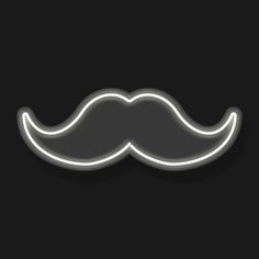 a moustache neon sign on a black background