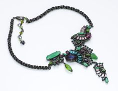 Erickson Beamon Green Crystal Necklace Green Necklace With Gemstone Accents, Crystal Centerpieces, Erickson Beamon, Anna Sui, Zac Posen, John Galliano, Donna Karan, Color Crystal, Green Crystals