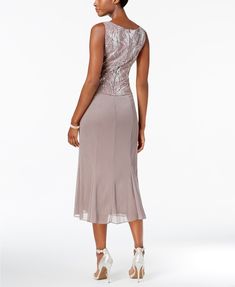 Alex Evenings Sequined A-Line Midi Dress and Jacket & Reviews - Dresses - Women - Macy's Midi Dress And Jacket, Chiffon Lace Dress, Mother Of Bride Outfits, Party Frocks, Mother Of Groom Dresses, Mother Wedding Dress, Sequin Midi Dress, Dress And Jacket, Fitted Jacket