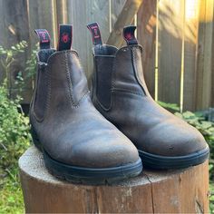 Redback “Great Barrier” Chelsea Boots In Great Condition. Recently Cleaned And Re-Waterproofed With Otterwax Boot Wax; These Boots Have A Ton Of Life Left In Them. Outdoor Boots With Red Sole And Round Toe, Casual Chelsea Boots With Steel Toe, Casual Slip-on Work Boots With Reinforced Heel, Casual Boots With Red Sole And Closed Toe, Casual Closed Toe Boots With Red Sole, Redback Boots, Boots Brown, Chelsea Boot, Boots Shoes