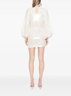 ROTATE BIRGER CHRISTENSEN Sequinned Mini Dress - Farfetch Rotate Birger Christensen, Birger Christensen, Yoko London, White Dresses, Exclusive Fashion, Rock Star, Ski Wear, Lady Dior, Coat Dress