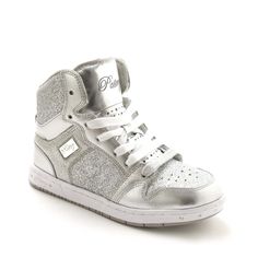 Sparkle with Glam Pie Glitter high top sneakers. Shimmering panels brighten up your athletic style in gold, silver, red, navy or black. This showstopping sneaker provides effortless style on or off the stage. 2 sets of laces Marshmallow Memory foam footbed Perforated leather upper for breathability Padded collar for ankle support Non marking soles 6 color combinations for pairing with any costume or uniform SKU: PK143302 FIT GUIDE: This shoe runs true to size. Casual High-top Metallic Sneakers, Casual Silver High-top Lace-up Sneakers, Metallic High-top Sneakers For Streetwear, Trendy Metallic Lace-up Sneakers, Silver Lace-up Synthetic Sneakers, Sporty Glitter High-top Sneakers With Round Toe, Sporty High-top Sneakers With Glitter Accents, Casual High-top Sneakers With Glitter Accents, Metallic Glitter Lace-up Sneakers