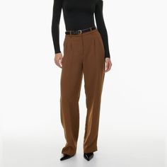 Essentially New Aritzia Effortless Pants In Cognac Brown Wide-leg Office Pants, Aritzia Effortless Pants, Aritzia Melina Pant, Effortless Pants, Tna Leggings, Melina Pant, Cashmere Pants, Black Leather Leggings, Vegan Leather Leggings