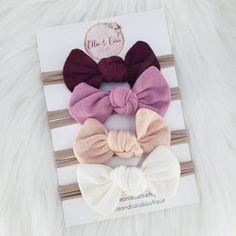 >>This Headband Set Includes:1 x Wine1 x Antique Rose1 x Blush1 x IvoryTo order custom colours please select "4 Custom Colours" then click on the "Add Personalisation" box and enter your choices.These headbands are one size fits all. Fits newborns and adults. The soft stretch nylon makes them super comfortable and they won't leave a mark on her head- just stretch to fit!HIGHEST QUALITY >> Our headbands are made with the highest quality materials. The nylon will not get "runs" like ot Adjustable Pink Elastic Hair Accessories, Adjustable Pink Hair Accessories With Elastic Band, White Adjustable Hair Accessories, Adjustable Cream Hair Accessories With Bow, Cute Adjustable Bow As Gift, Adjustable White Bow With Matching Headband, Cute Adjustable Hair Accessories With Satin Bow, Cute Adjustable Bow With Matching Headband, Cute Adjustable Cream Hair Accessories