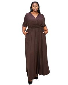 This maxi dress wonder is the fail-proof choice for looking polished all day long. Pull on a cropped cardigan and you're set for the day. A must-have! Round out your vacation and weekend wardrobe with this plus size dress L I V D Raffi Pocket Empire Waist Maxi Dress | Brown | Dresses | Materials & Care Instructions: ['97% Polyester, 3% Spandex', 'Machine wash'] Dresses Materials, Empire Waist Maxi, Empire Waist Maxi Dress, Pocket Maxi Dress, Maxi Bodycon Dress, Brown Dresses, Ballet Dress, Versatile Wardrobe, Weekend Wardrobe