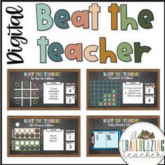 the beat the teacher game with four different numbers on it and one is for each student