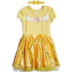 Be our guest and give your little princess the royal treatment with this Disney Beauty and the Beast Princess Belle Short Sleeve Dress! Head over to the castle for a ball full of dancing and great company like Cogsworth, Lumière, Mrs. Potts and Chip. Your little one will look so adorable in this cute and stylish short sleeve dress, she will always love wearing it. Princess Peach Halloween Costume, Mrs Potts And Chip, Princess Belle Dress, Mesh Headband, Girls Tulle Dress, Disney Princess Belle, Princess Dress Up, Disney Princess Dresses