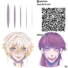 an image of two anime characters with qr code on their heads and one has blonde hair