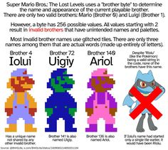 an image of the names of different types of characters in 8 bit video game versions