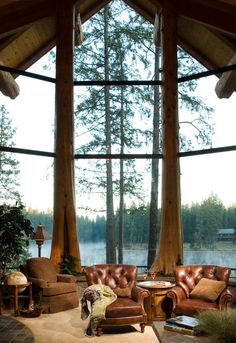 Best Windows, Natural Home Decor, Cool Ideas, Mountain House, Décor Diy, House Goals