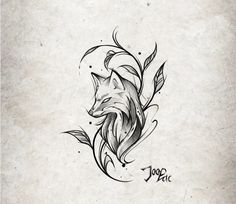 a drawing of a fox with leaves on it's head and the word hope written in