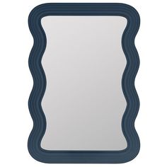 a blue frame mirror on a white background