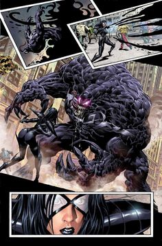 an image of a comic book page with black widow and spider - man in the background