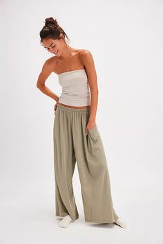 Downtime Wide Leg Pants | Free People Gifting Ideas, Pj Pants, Gift Guides, Boho Clothing, Pajamas Women, Wide Leg Trousers, Boho Outfits, Christmas List, Wide Leg Pants