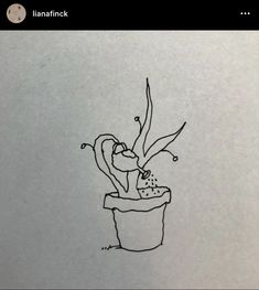 a drawing of a flower in a pot