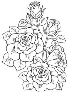 a bouquet of roses is shown in this coloring page