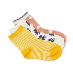 Crown Vintage-Print Kids' Crew Socks - 3 Pack It's the little things. The Print crew socks from Crown Vintage will upgrade your little one's collection of staple accessories thanks to their fun prints and bright hues. Why you'll love them: This set comes complete with three individual pairs of ankle socks, each with playful designs that add a fun touch to each day. How you'll wear them: Bold and bright, this pack features cute patterns that pair perfectly with a crisp pair of white sneakers. Kee Cute Spring Playtime Socks, Staple Accessories, Simple Sundress, Cute Patterns, Crown Vintage, Kids Socks, Girls Prints, Floral Stripe, The Little Things