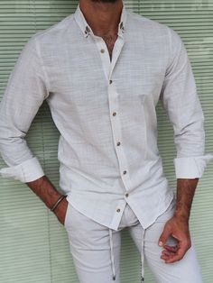 Shirt Material: 97% Cotton , 3% Lycra Available Size: S-M-L-XL-XXL Machine Washable: No Fitting: Slim-Fit Package Include: Shirt Only Slim Fit Linen Shirt Men, Tarot Fashion, Boat Outfit, Traditional Wardrobe, How To Wear Shirt, Christian Soldiers, Linen Outfit, Sarasota Wedding, Striped Linen Shirt