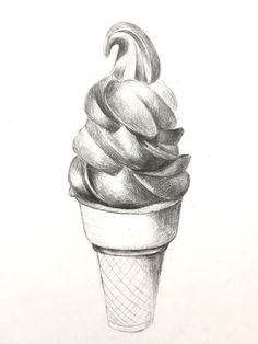 a drawing of an ice cream sundae