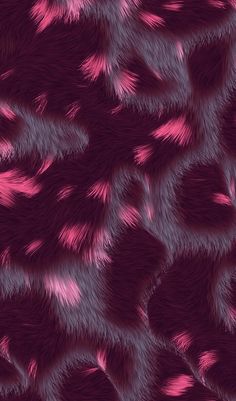 an animal print pattern with pink and purple highlights on the fur, as well as dark red