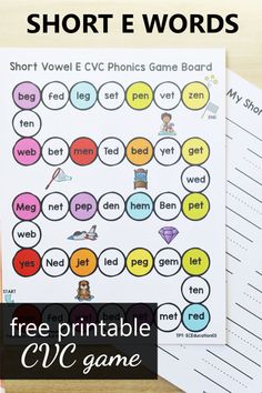 short e words worksheet with free printables for kids to practice the game