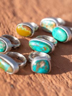 Super stackers! Sierra Nevada and Royston stacking rings, awesome to stack two together for a real statement piece! We use absolutely the best Royston, Piolet and Sierra Nevada Turquoise! We do our best to stock these, in a variety of green or blue tones stones. Heavy hammered shank detail. Copper And Turquoise Jewelry, Southwestern Aesthetic, Real Turquoise Jewelry, Handmade Silver Jewellery, Handmade Clay Jewelry, Diy Jewelry Unique, Turquoise Ring Silver