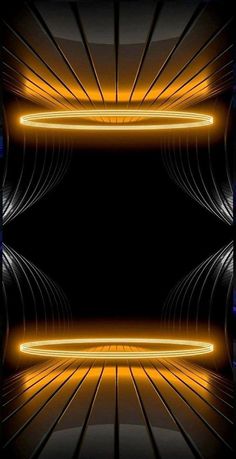 an abstract black and yellow background with some lights in the middle, as well as lines