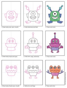 how to draw cartoon monsters for kids in easy steps step by step instructions and pictures