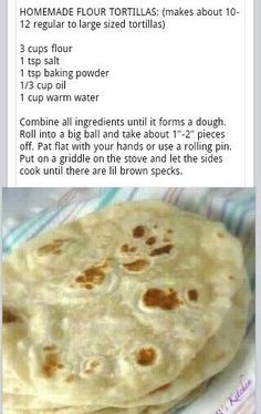 three homemade flour tortillas sitting on top of each other