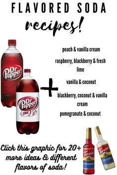 an advertisement with different types of sodas and condiments