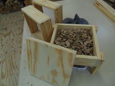 several pieces of wood sitting on top of a table next to some other wooden blocks