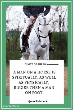 a man on a horse is inspirationally as well as physically, bigger then a man on foot