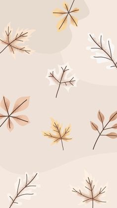 an image of autumn leaves on a pink background with gold and white colors in pastel tones