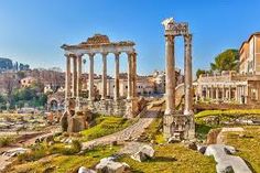 the ruins of ancient roman city ephes with columns and other structures in the foreground