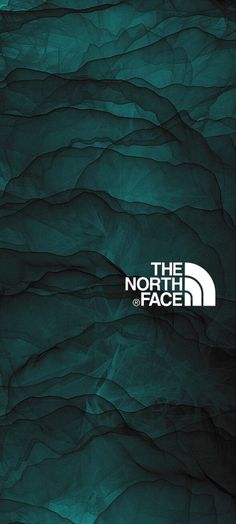 the north face logo is shown on a dark green background with wavy, wrinkled paper