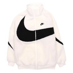 Nike Sportswear Logo White Jacket Nike Fleece Jacket, Estilo Nike, Nike Coat, Vintage Nike Jacket, Sportswear Logo, Off White Hoodie, Stand Collar Jacket, Baby Nike, Cute Nike Outfits