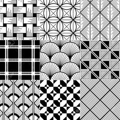 black and white abstract geometric patterns