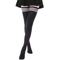 PRICES MAY VARY. Extra Long Thigh High Socks: The length from top to heel of the high thigh socks is about 27.56”, and the toe to the heel is about 7.48’’. 5’4” and about 160 lbs, so i have thick thighs, about 22” around and they fit,If needed you could wear a garter；6ft 1 with size 11 feet,go over my knees;5'4" 138 lbs and they come up to my mid-thigh. Elastic Material: These stretchy extra long thigh high socks are crafted from quality 80% acrylic, 15% spandex, 5% nylon, soft, flexible, comfor Cute Thigh High Socks, High Thigh Socks, Striped Thigh High Socks, Plus Size Kawaii, School Uniform Skirts, Thigh Socks, Walking Socks, Striped Stockings, Over Knee Socks