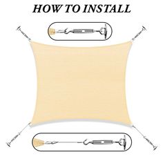 the instructions for how to install an outdoor shade sail with two brushes and one paintbrush