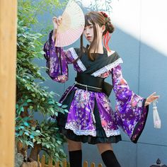 Color: Purple, Size: XL Kimono Traditional, Japanese Clothing, Cosplay Cute, Casual Kimono, Casual Cosplay